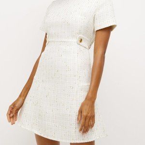 Karen Millen Metallic Tweed Peplum Hem Short Mini Dress